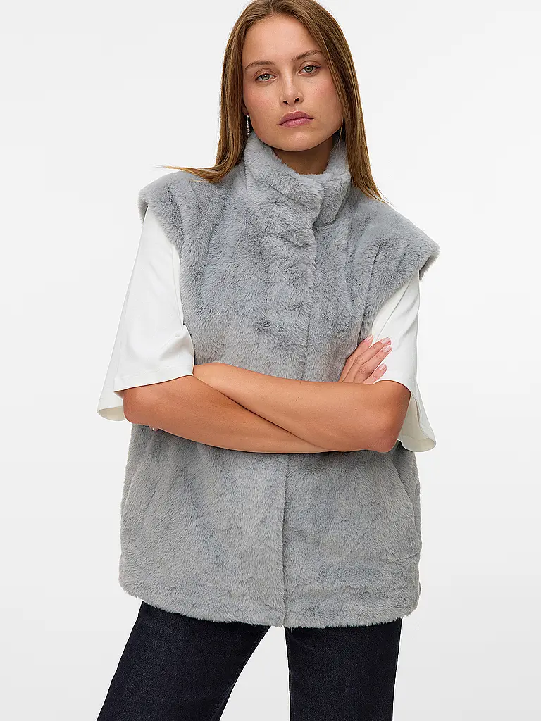 VERO MODA | Nombre del producto: Chaleco de piel sintética VMSONJAPOPPY | Gris