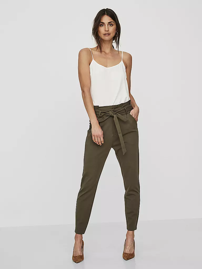 VERO MODA | Pantalón de talle alto y corte holgado "VMEVA" | Oliva