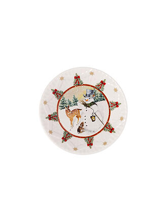VILLEROY & BOCH | Cuenco navideño Toys Fantasy 24cm, diseño de muñeco de nieve con animales