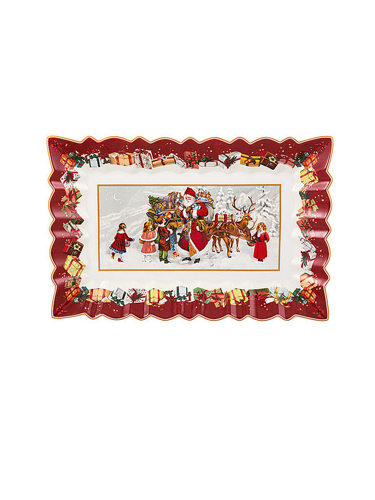 Villeroy & Boch Toy's Fantasy Plato para tarta rectangular, Papá Noel y niños 35x23x3,5cm multicolor