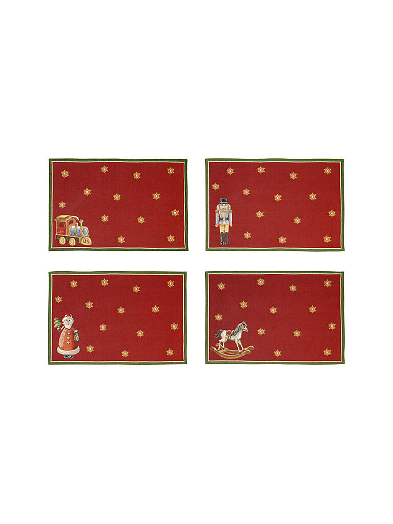 Villeroy & Boch Mantel individual 4 piezas 32x48cm Toy's Delight rojo oscuro