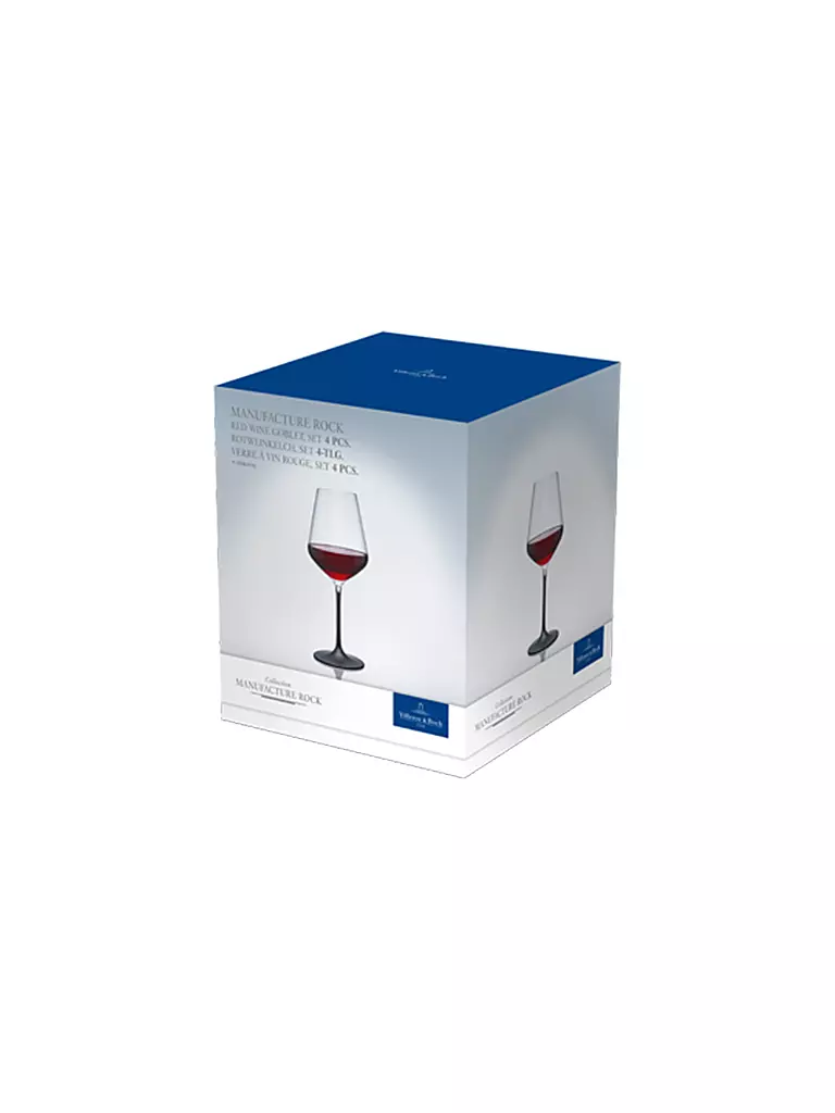 VILLEROY & BOCH | Copa de vino tinto Manufacture Rock, juego de 4, 470 ml | Negro