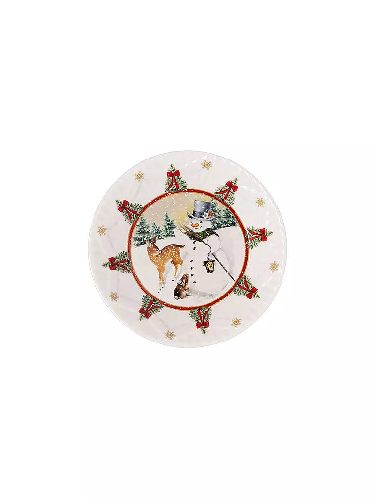 VILLEROY & BOCH | Cuenco navideño Toys Fantasy 24cm, diseño de muñeco de nieve con animales | Multicolor
