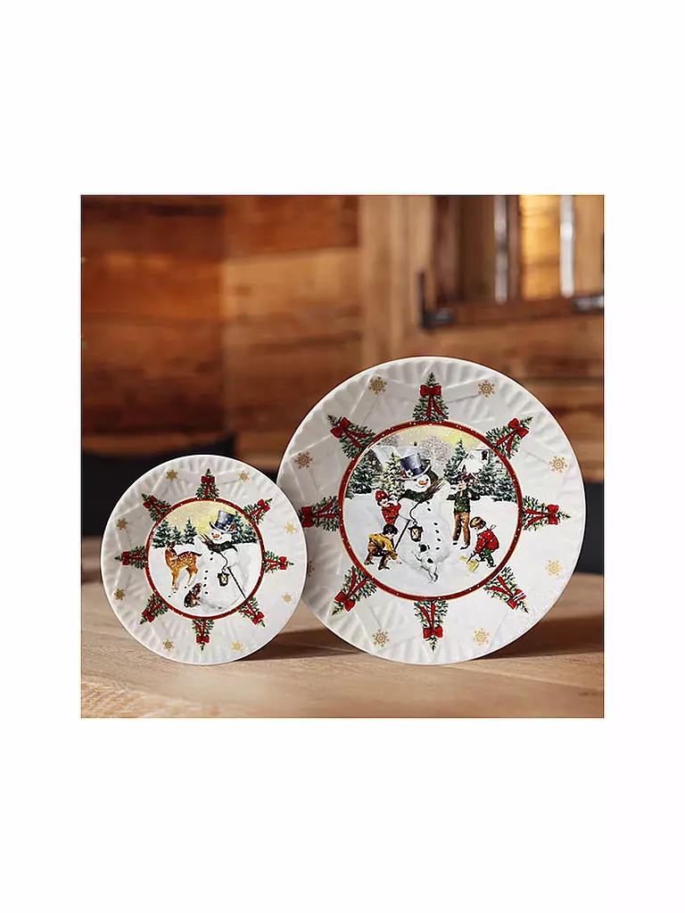 VILLEROY & BOCH | Cuenco navideño Toys Fantasy 24cm, diseño de muñeco de nieve con animales | Multicolor