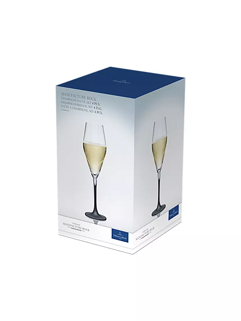 VILLEROY & BOCH | Juego de 4 copas de champán Manufacture Rock 260 ml | Negro