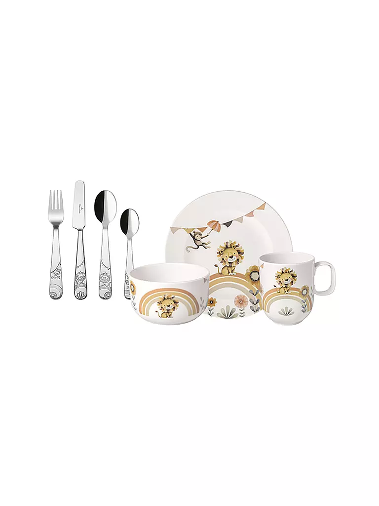 VILLEROY & BOCH | Juego de vajilla infantil de 7 piezas Roar Like A Lion | Beige
