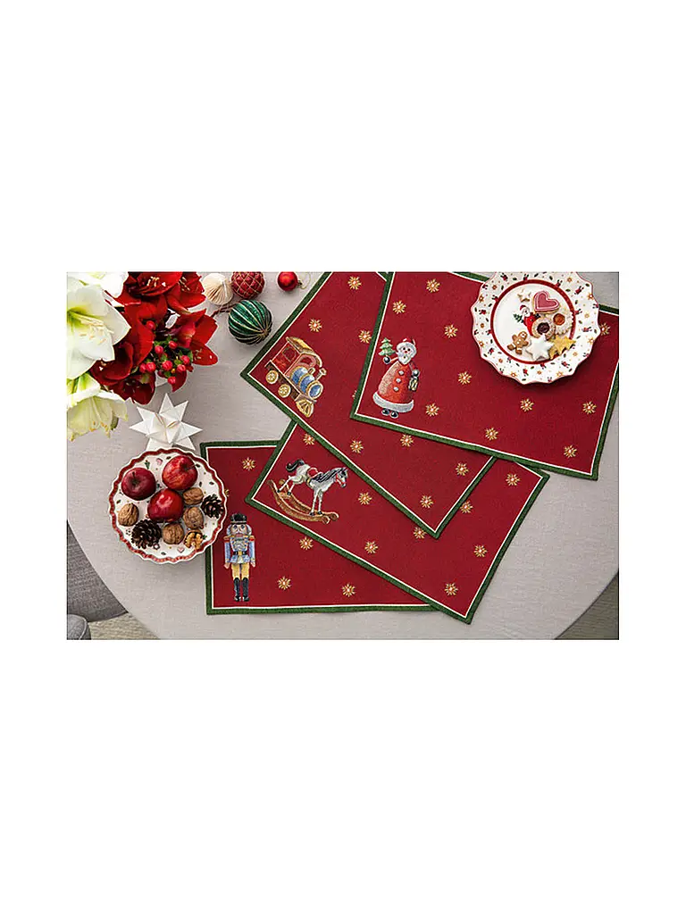 VILLEROY & BOCH | Mantel individual 4 piezas 32x48cm Toy's Delight | Rojo oscuro