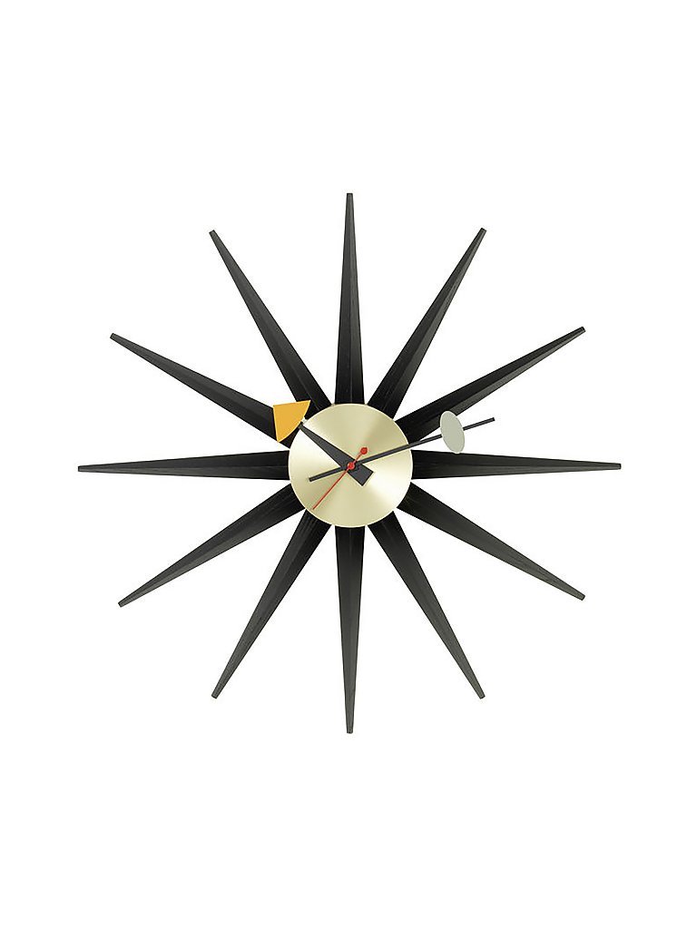 Reloj de pared Sunborst Clock 47cm (Latón/Negro) negro