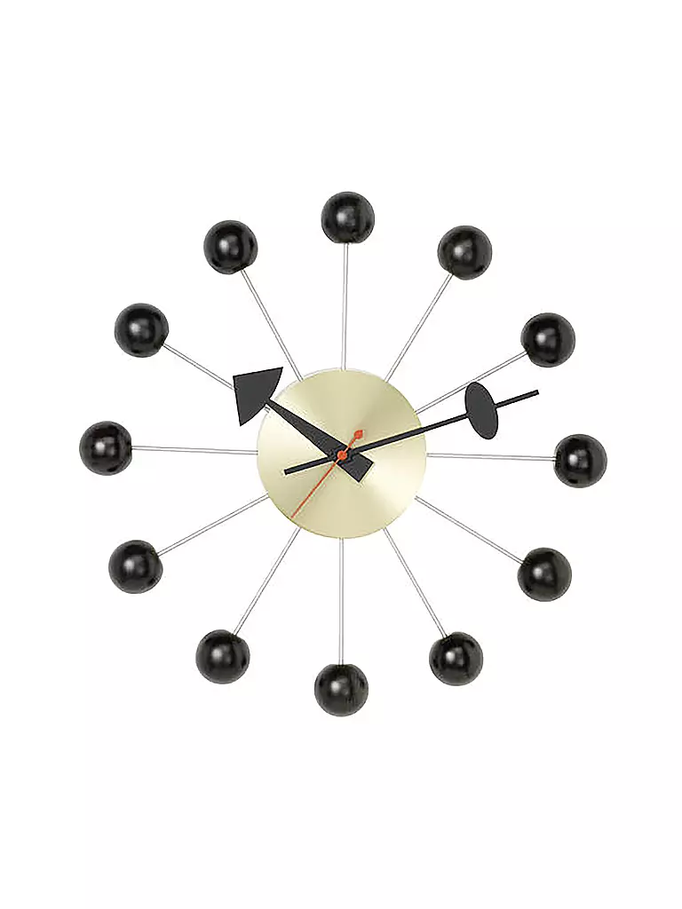 VITRA | Reloj de pared "Ball Clock" 33cm (Latón/Negro) | Negro