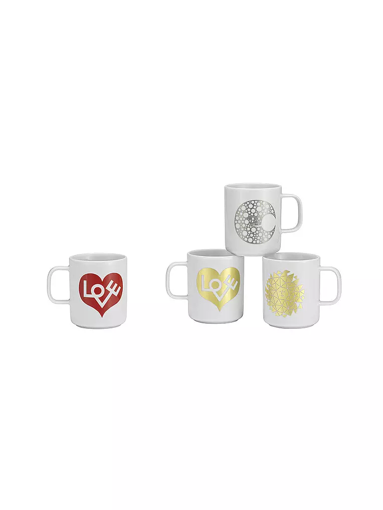 VITRA | Taza con asa - Taza de café Corazón de amor dorado | 