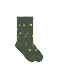 VON JUNGFELD | Socken WILDSCHWEIN orange | Verde oscuro