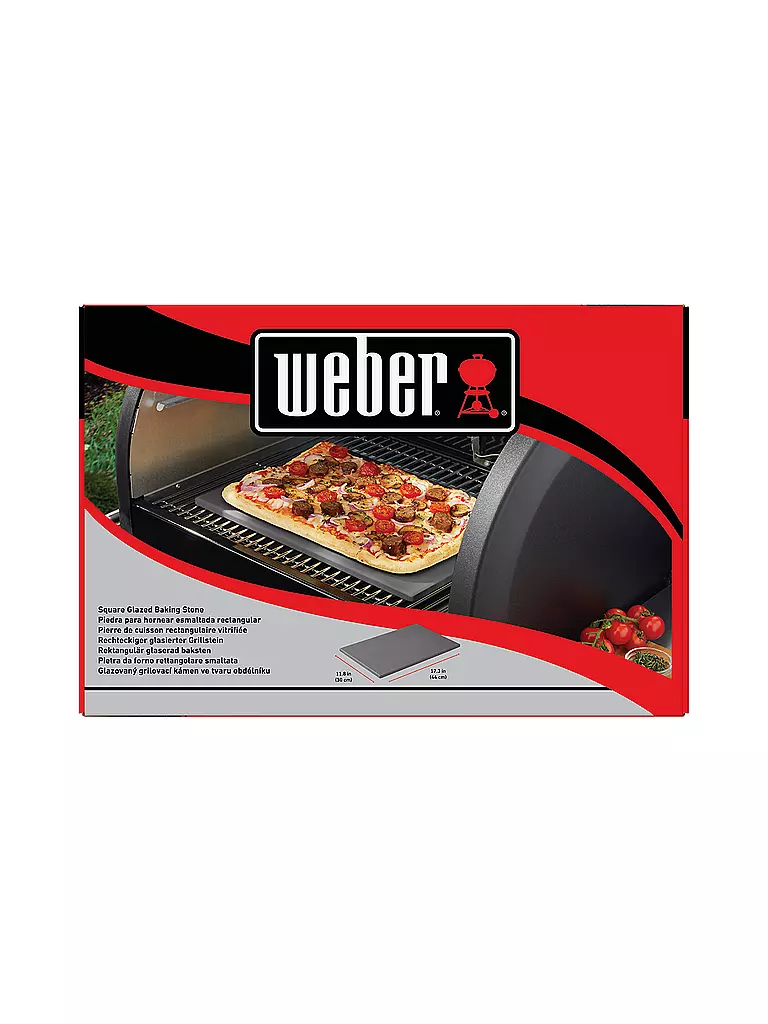 WEBER GRILL | Piedra para pizza esmaltada rectangular de cerámica negra de 44x30 cm |