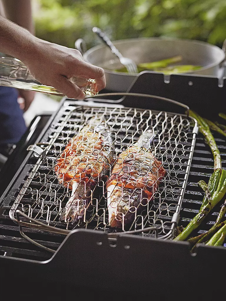 WEBER GRILL | Soporte pequeño para pescado y verduras (a partir de 37 cm) | Plata