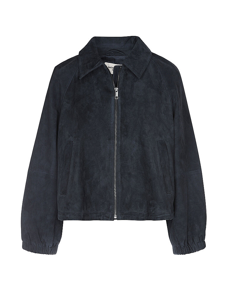 Chaqueta de cuero azul oscuro 34
