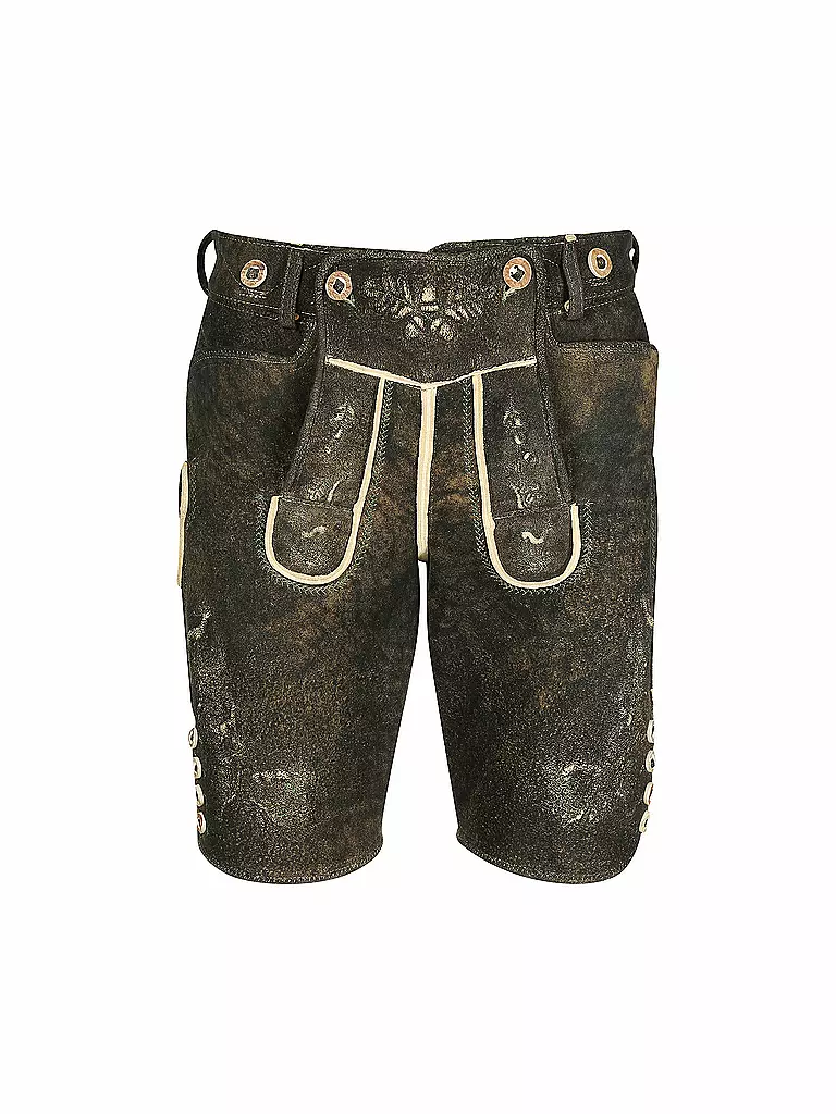 WEINBAUER | Pantalones de cuero "Wildruf" de piel de ciervo rojo | Negro