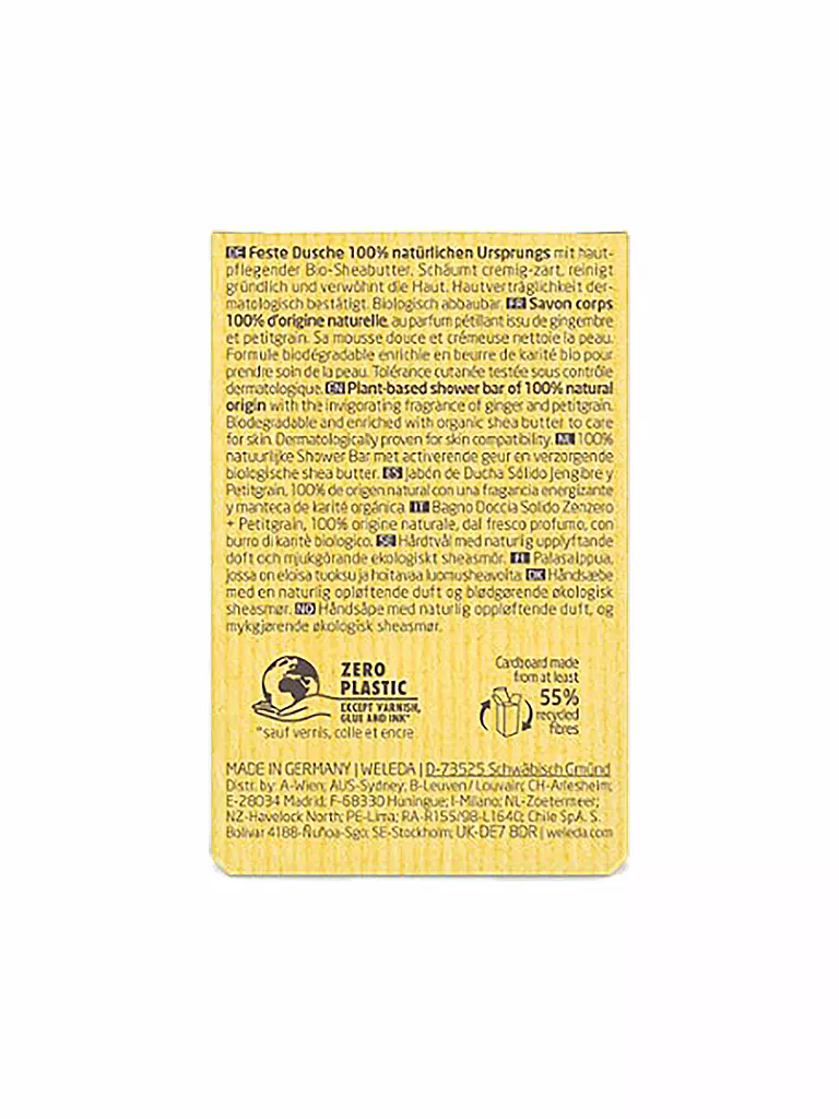 WELEDA | Feste Duschpflege Ginger+Petitgrain 75g | Amarillo