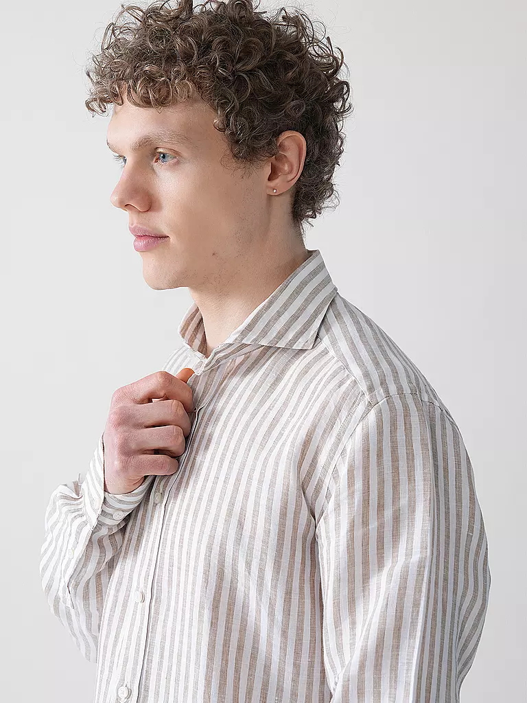 WINDSOR | Camisa de lino corte regular | Marrón