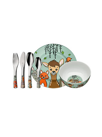 WMF | Juego de cubiertos para niños de 6 piezas FOREST FRIENDS Cromarg.Bunt