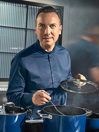 WMF | Juego de ollas de 4 piezas Fusiontec Mineral Pro Tim Raue Ocean Azul oscuro