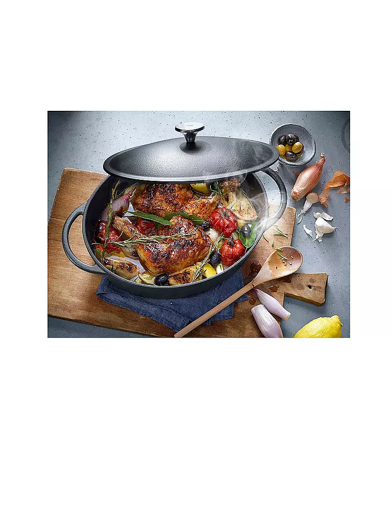 WMF | Bräter de hierro fundido con tapa 30x23,5cm | Negro