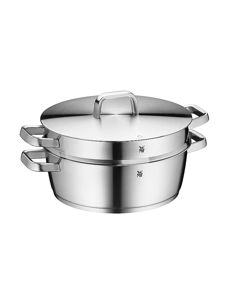 WMF | Bräter icónico con inserto para cocinar al vapor 28cm Cromargan | Plata