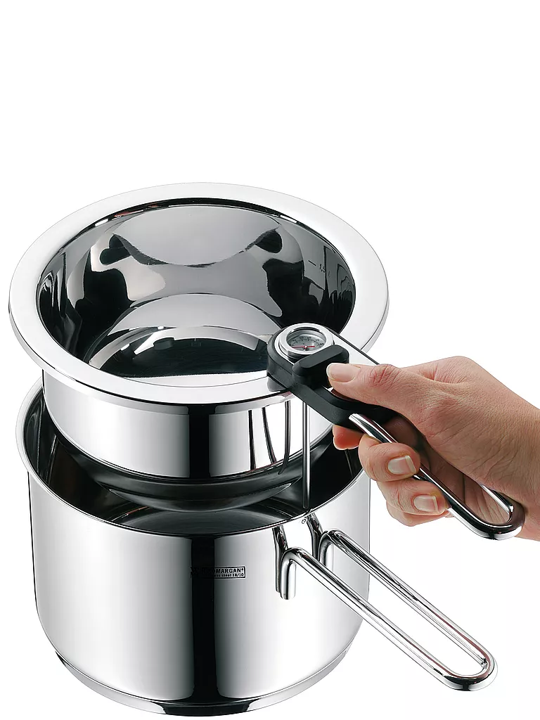 WMF | Cazuela para baño maría con indicador de temperatura e inserto de 18 cm | Plata