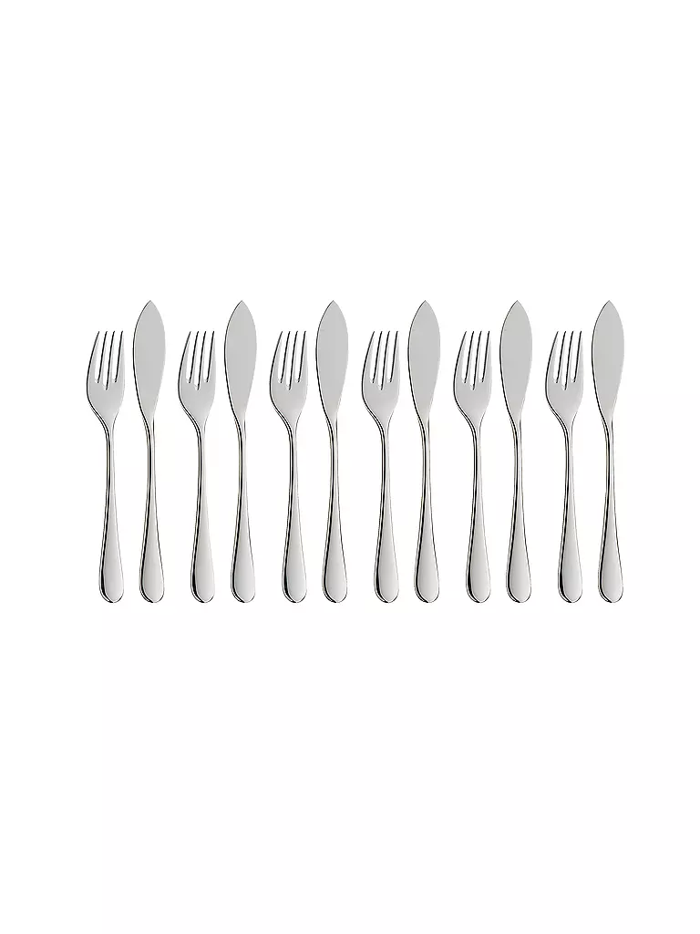 WMF | Cubiertos para pescado MERIT, 12 piezas, Cromargan Protect | Plata