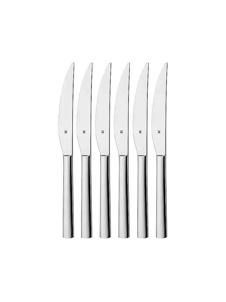 WMF | Cuchillo para carne NUOVA, juego de 6 piezas, Cromargan | Plata