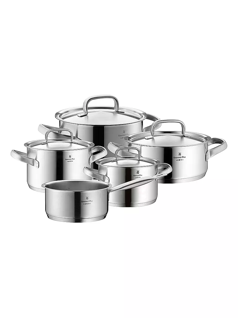 WMF | Gourmet Plus Juego de ollas 5 piezas Cromargan | Plata