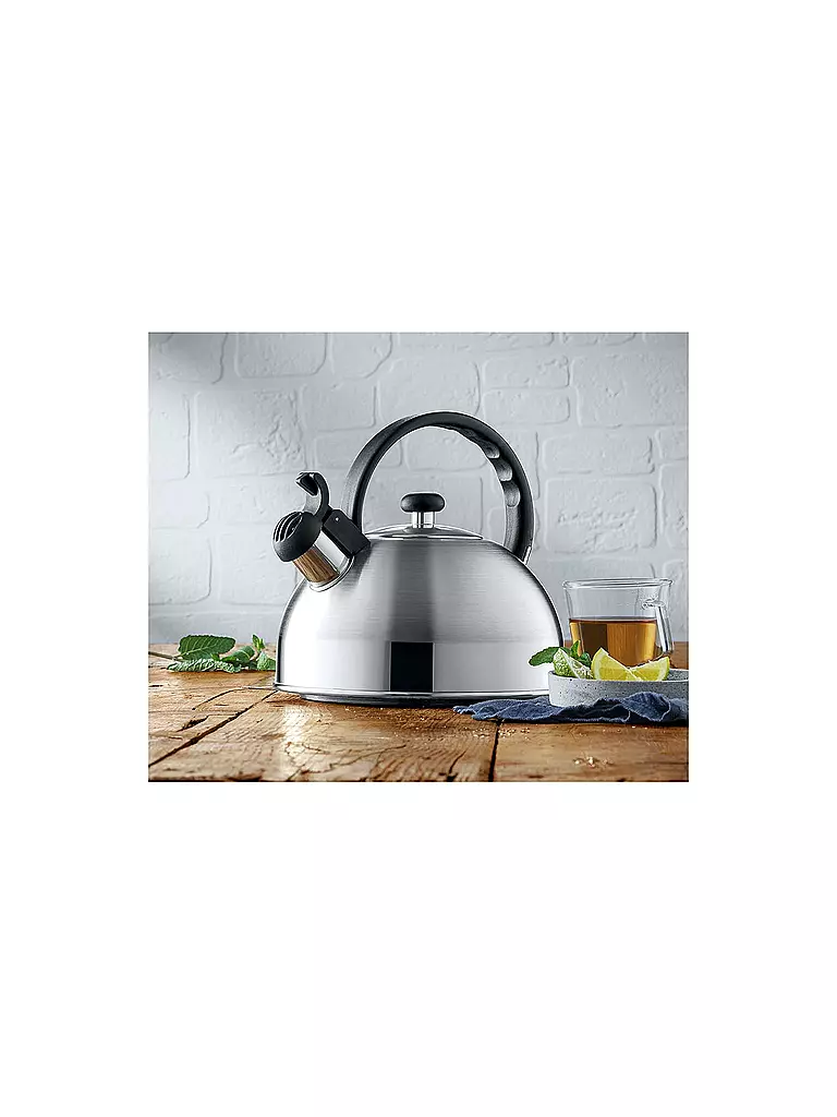 WMF | Hervidor de agua - Hervidor con silbido 1,5l Orbit Cromargan | Plata