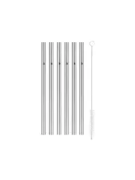 WMF | Juego de 6 pajitas con cepillo BARIC 18cm Cromargan | Plata