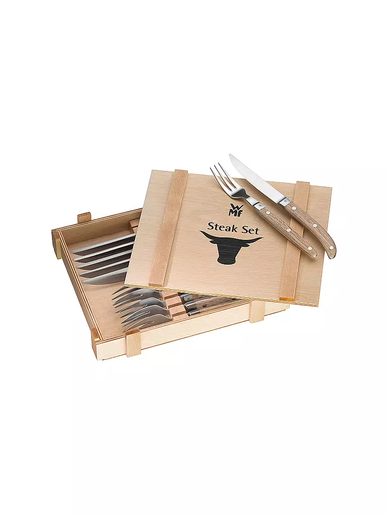 WMF | Juego de cubiertos para bistec Ranch de 12 piezas | Plata