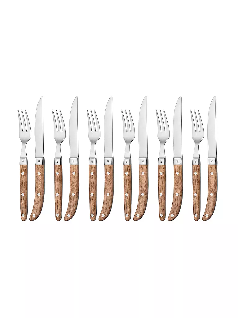 WMF | Juego de cubiertos para bistec Ranch de 12 piezas | Plata