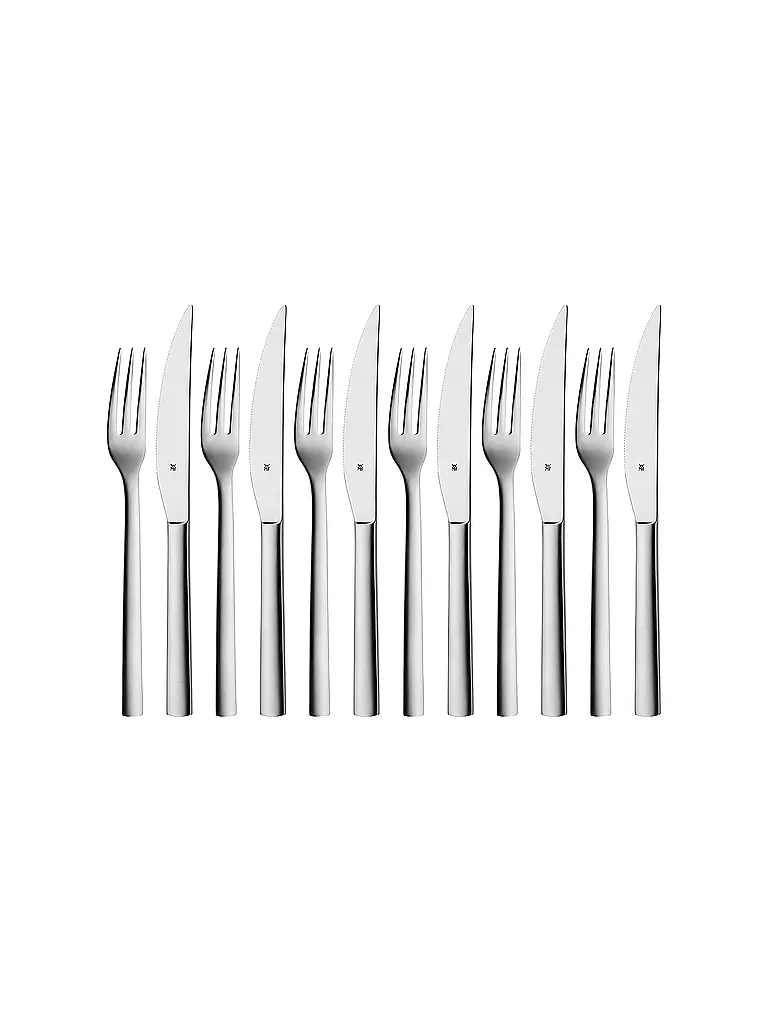 WMF | Juego de cubiertos para carne NUOVA de 12 piezas Cromargan | Plata