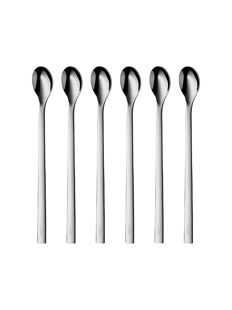 WMF | Juego de cucharas para cóctel NUOVA de 6 piezas, 22 cm, Cromargan | Plata