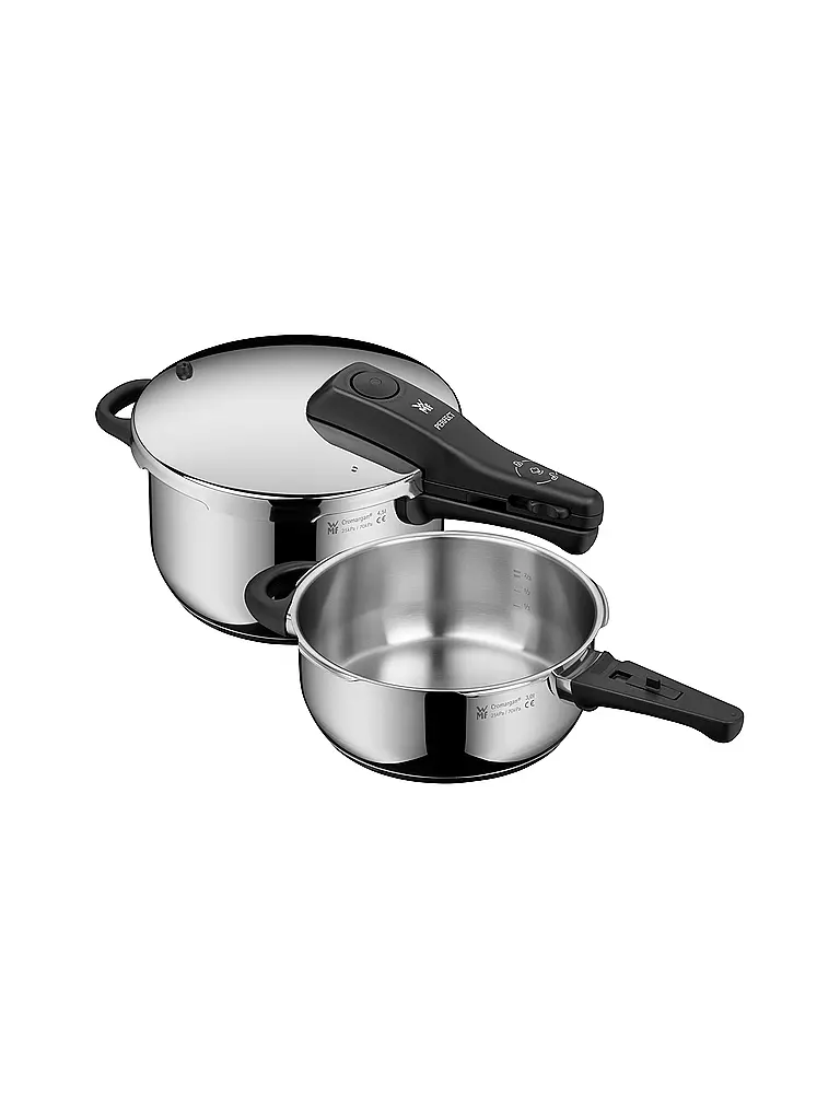 WMF | Juego de olla a presión PERFECT 4,5l + 3l Cromargan | Plata