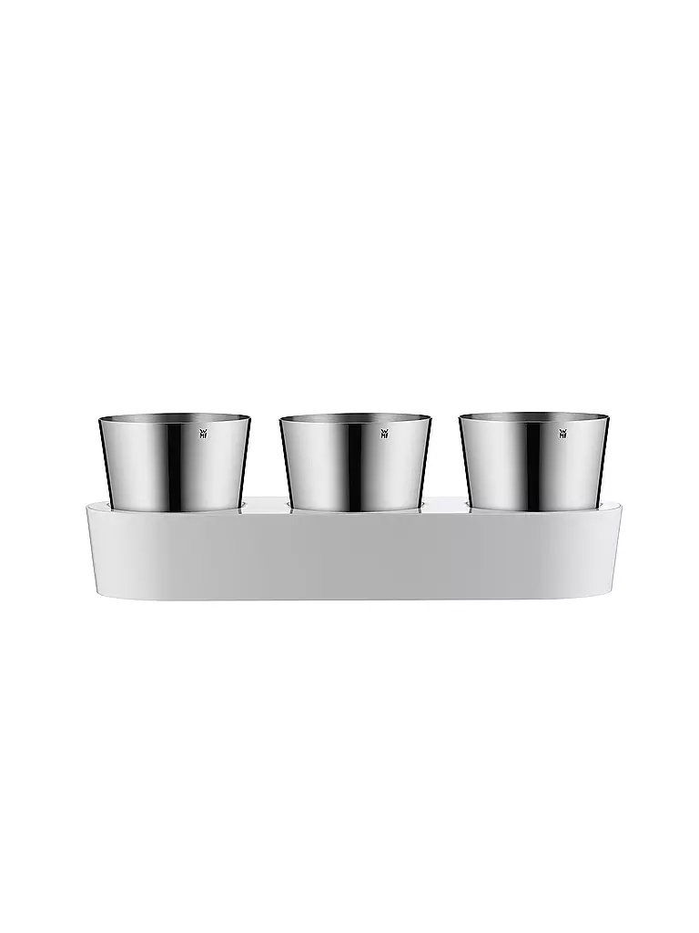 WMF | Set de jardín de hierbas aromáticas Gourmet para interiores, 3 piezas, Cromargan / Blanco | Plata