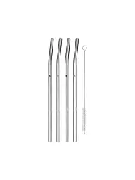 WMF | Set de pajitas Baric Cromargan, 24 cm, 7 piezas con cepillo incluido | Plata