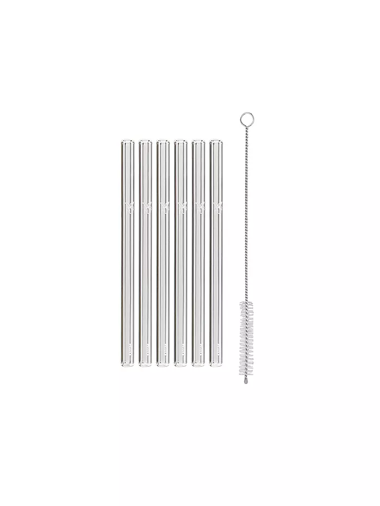WMF | Set de pajitas de 6 piezas de 15 cm con cepillo de limpieza | transparent