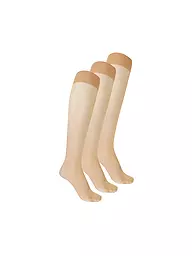 WOLFORD | Calcetines hasta la rodilla, paquete de 3, negro | Beige