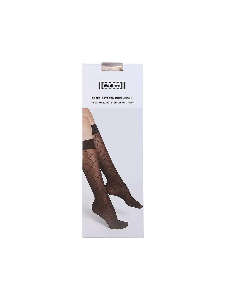 WOLFORD | Calcetines hasta la rodilla SHEER PATTERN 30 DEN fairly light | Marrón claro