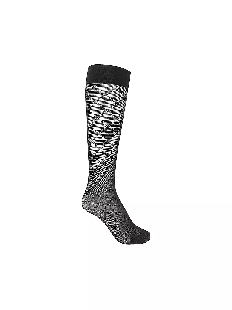 WOLFORD | Calcetines hasta la rodilla SHEER PATTERN 30 DEN negro | Negro