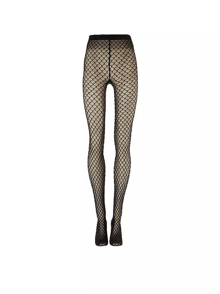 WOLFORD | Medias de moda VELVET NET ILLUSION Black/Black | Negro