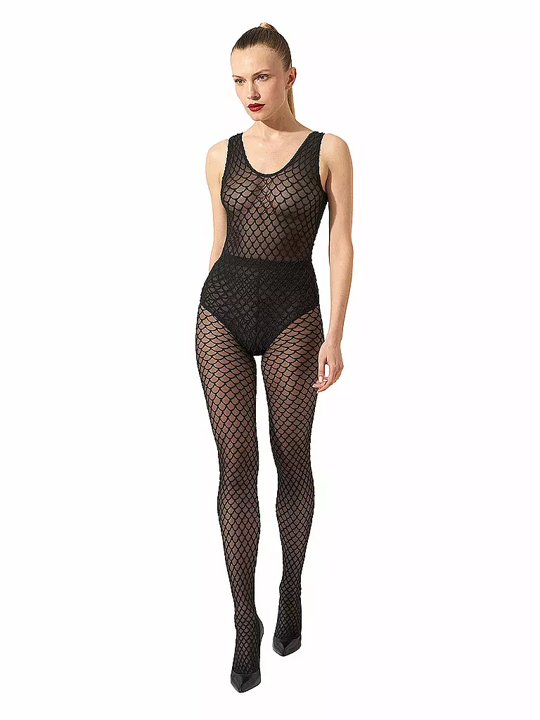 WOLFORD | Medias de moda VELVET NET ILLUSION Black/Black |
