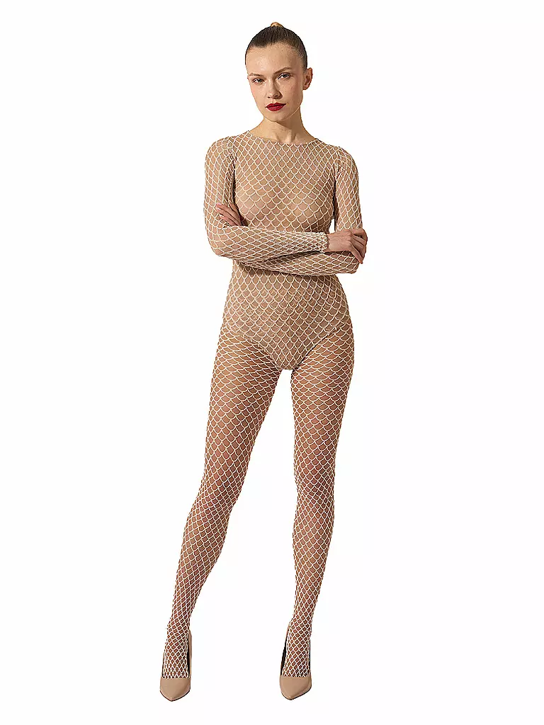 WOLFORD | Medias de moda VELVET NET ILLUSION Fairly Light/White | Beige