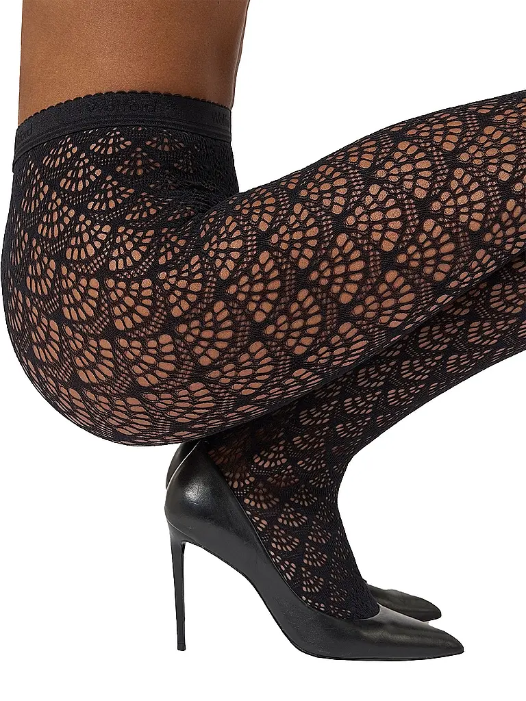 WOLFORD | Modestrumpfhose MERMAID NET Black | Negro