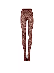 WOLFORD | Modestrumpfhose MERMAID NET Black | Rojo oscuro