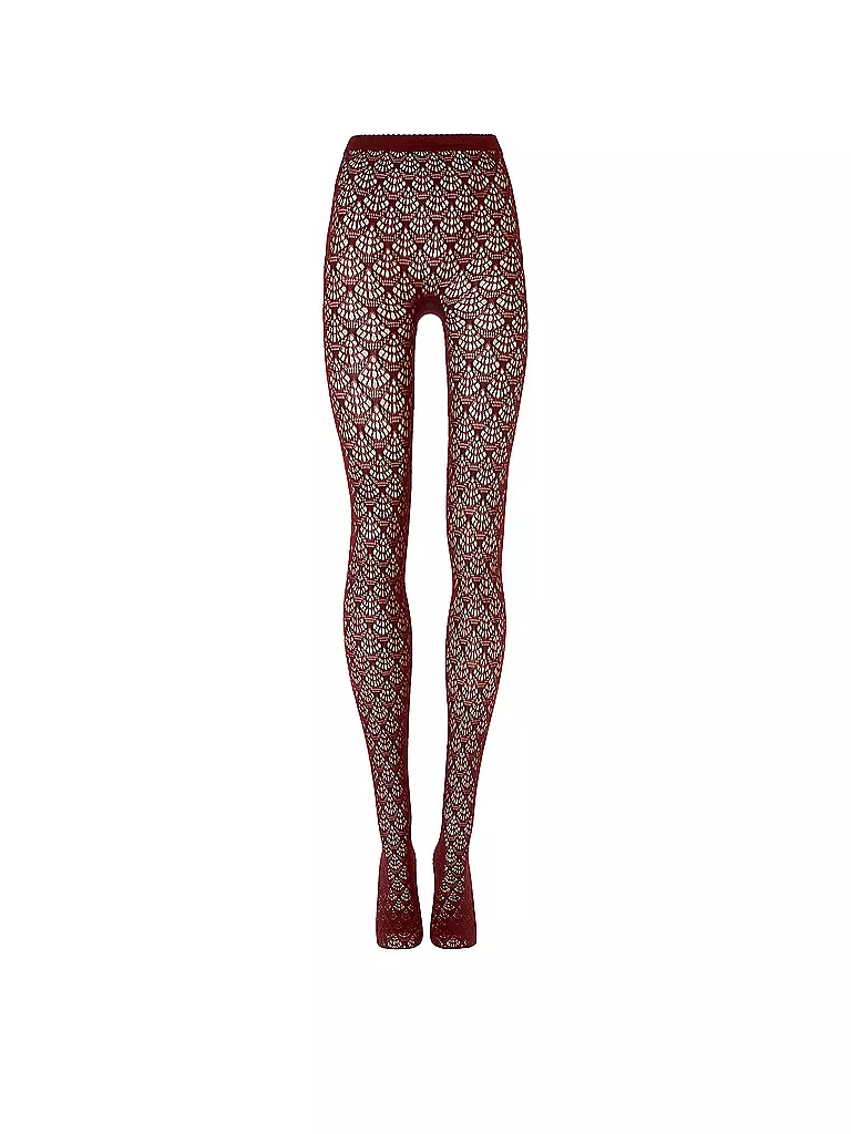 WOLFORD | Modestrumpfhose MERMAID NET Midnight Red  | Rojo oscuro