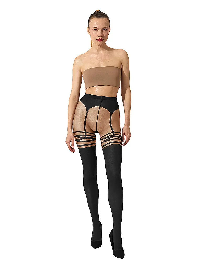 WOLFORD | Modestrumpfhose SUSPENDER Fairly light/black  | Negro