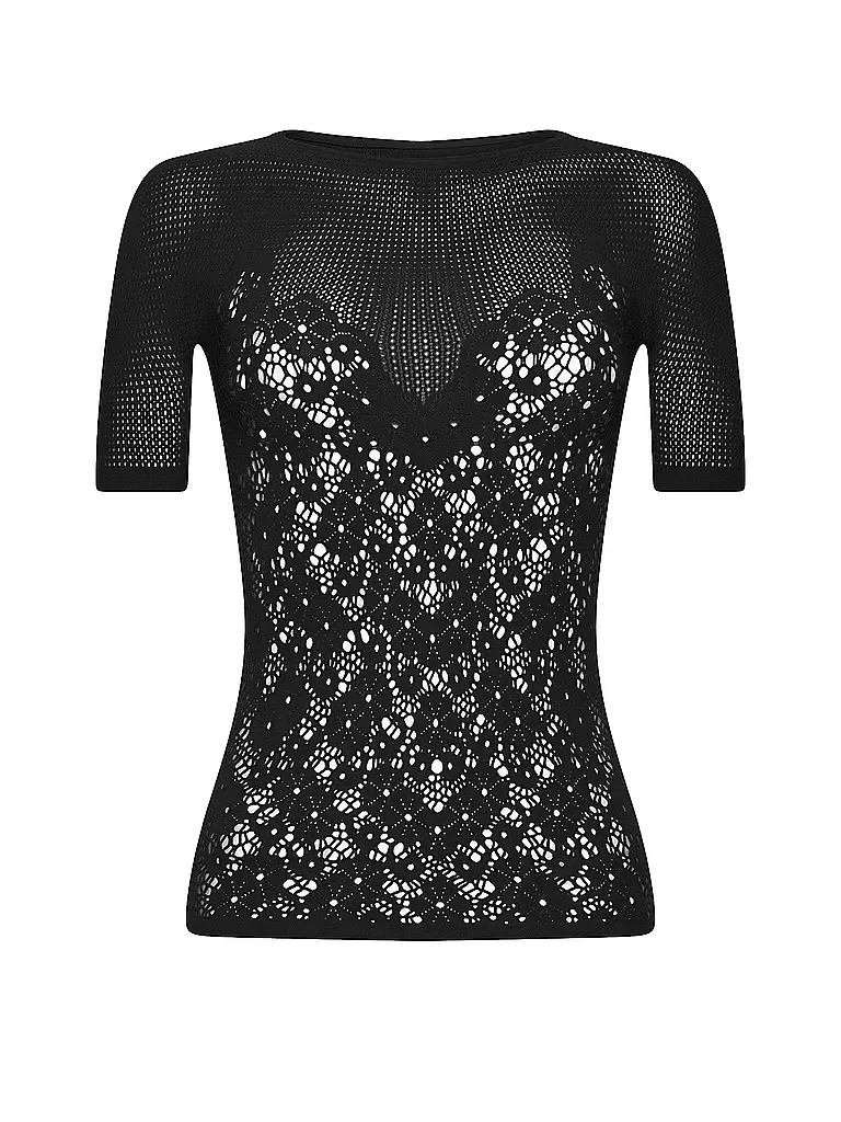 WOLFORD | T-Shirt FLOWER LACE | Negro
